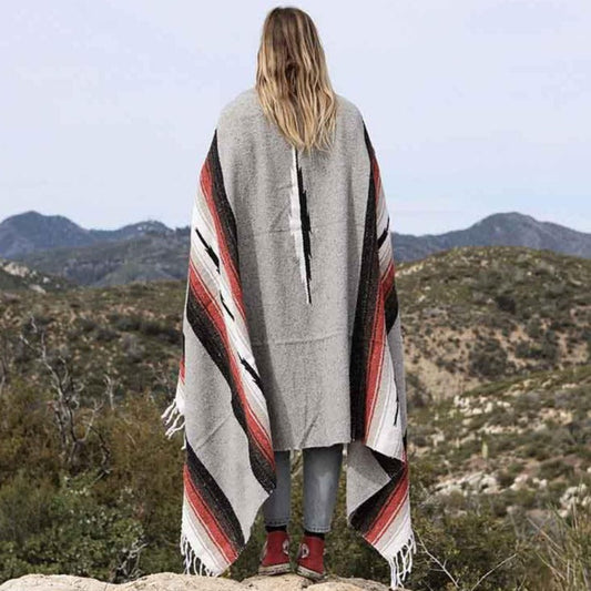 Grey Baja Mexican Diamond Yoga Blanket