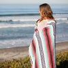 Seafoam Green & Coral Mexican Falsa Blanket