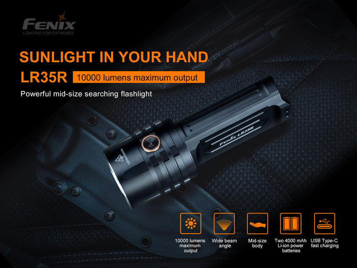 Fenix LR35R Rechargeable LED Flashlight - 10,000 Lumens