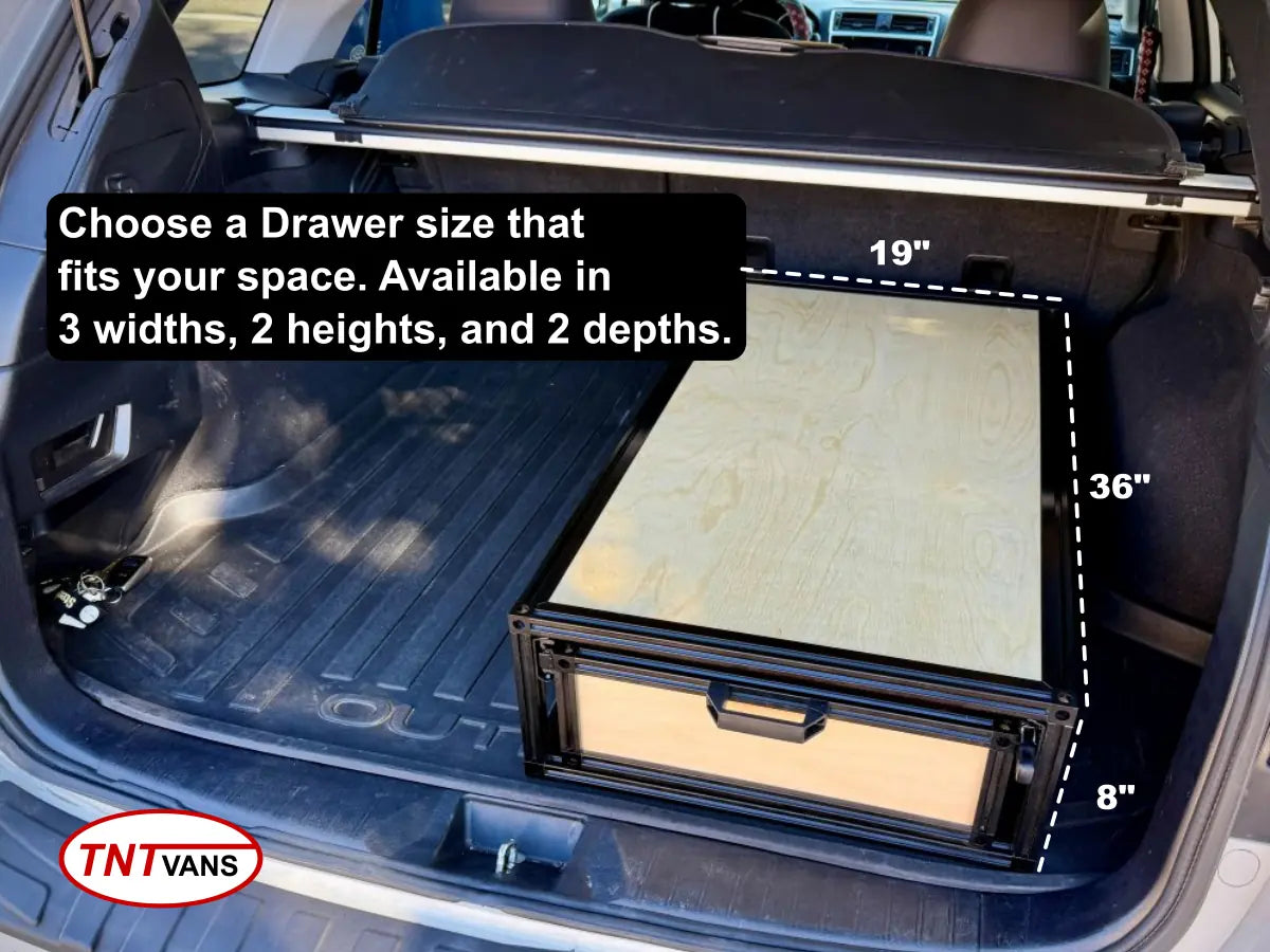 Lexus SUV trunk with a drawer labeled for size selection