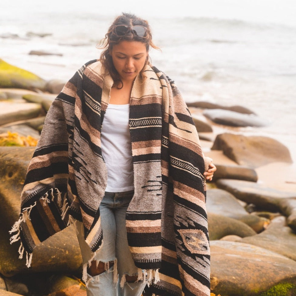 Brown Wool Mexican Blanket