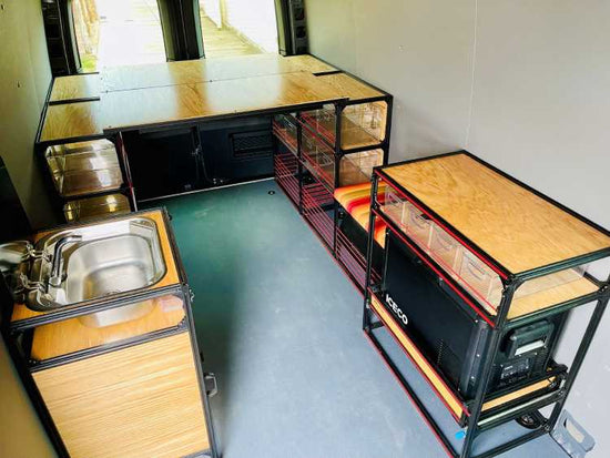 Van Conversion Kit DIY Bed Van Kitchen Sink Ice Chest Cooler Slide and Bench