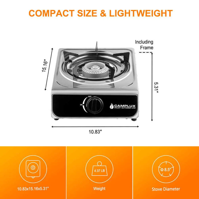 Camplux Single Burner Propane Stove 9,800 BTU, Portable Gas Stoves