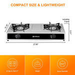 Camplux 2 Burners 19,600 BTU Outdoor Gas Stove with Auto Ignition