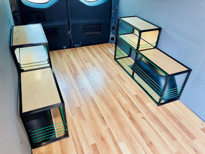 Van Wheel Well Bench & Shelving Set - Camper Van Conversion DIY Kit