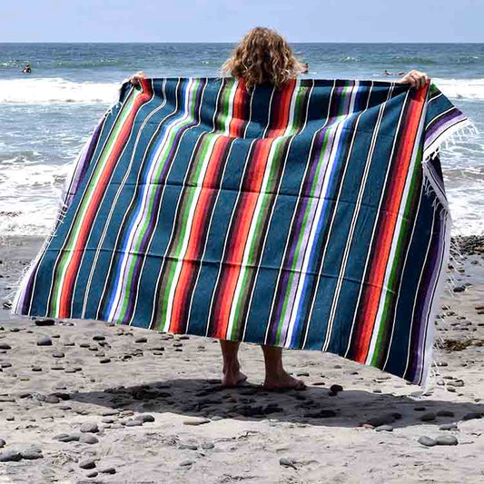 100% Cotton Blue Serape Blanket