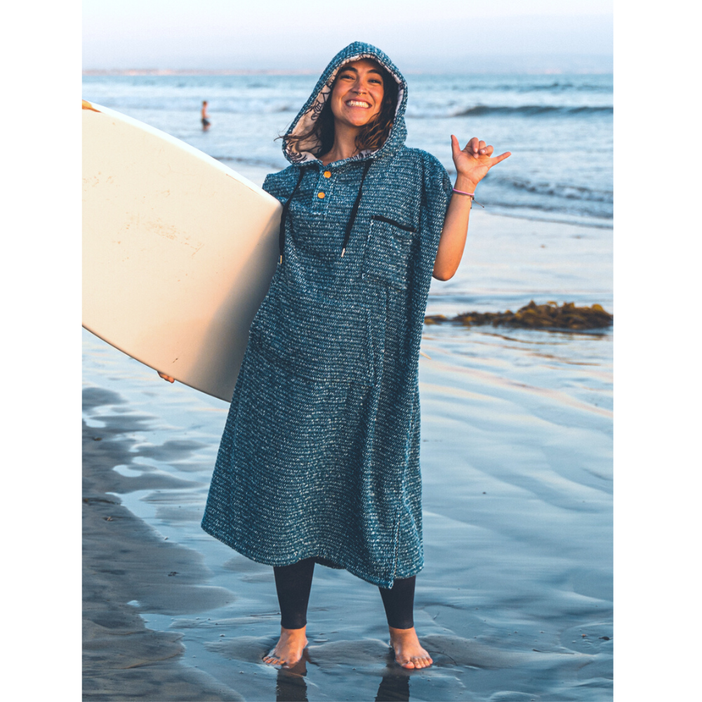 Changing Surfing Poncho | Indigo Blue | 100% Cotton