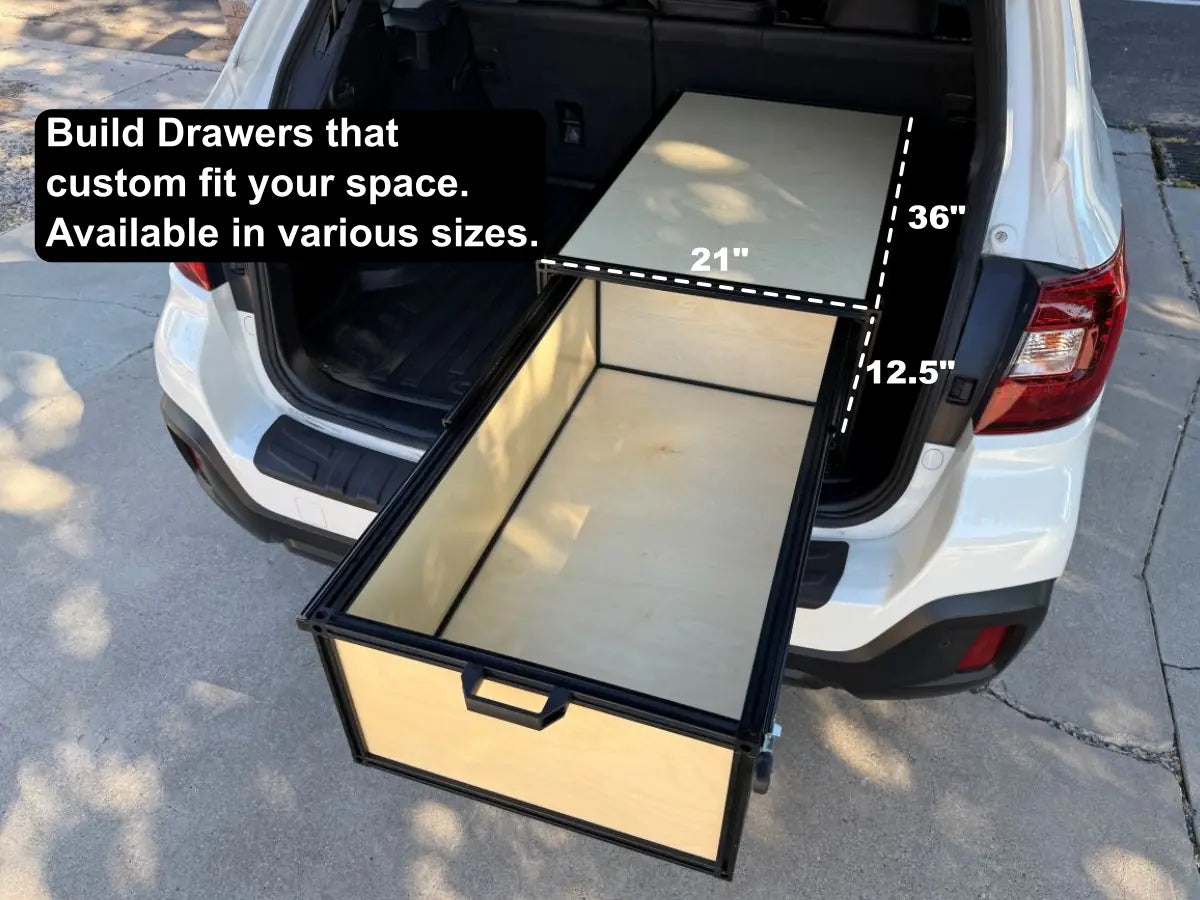 cargo drawer in the back of a SUV