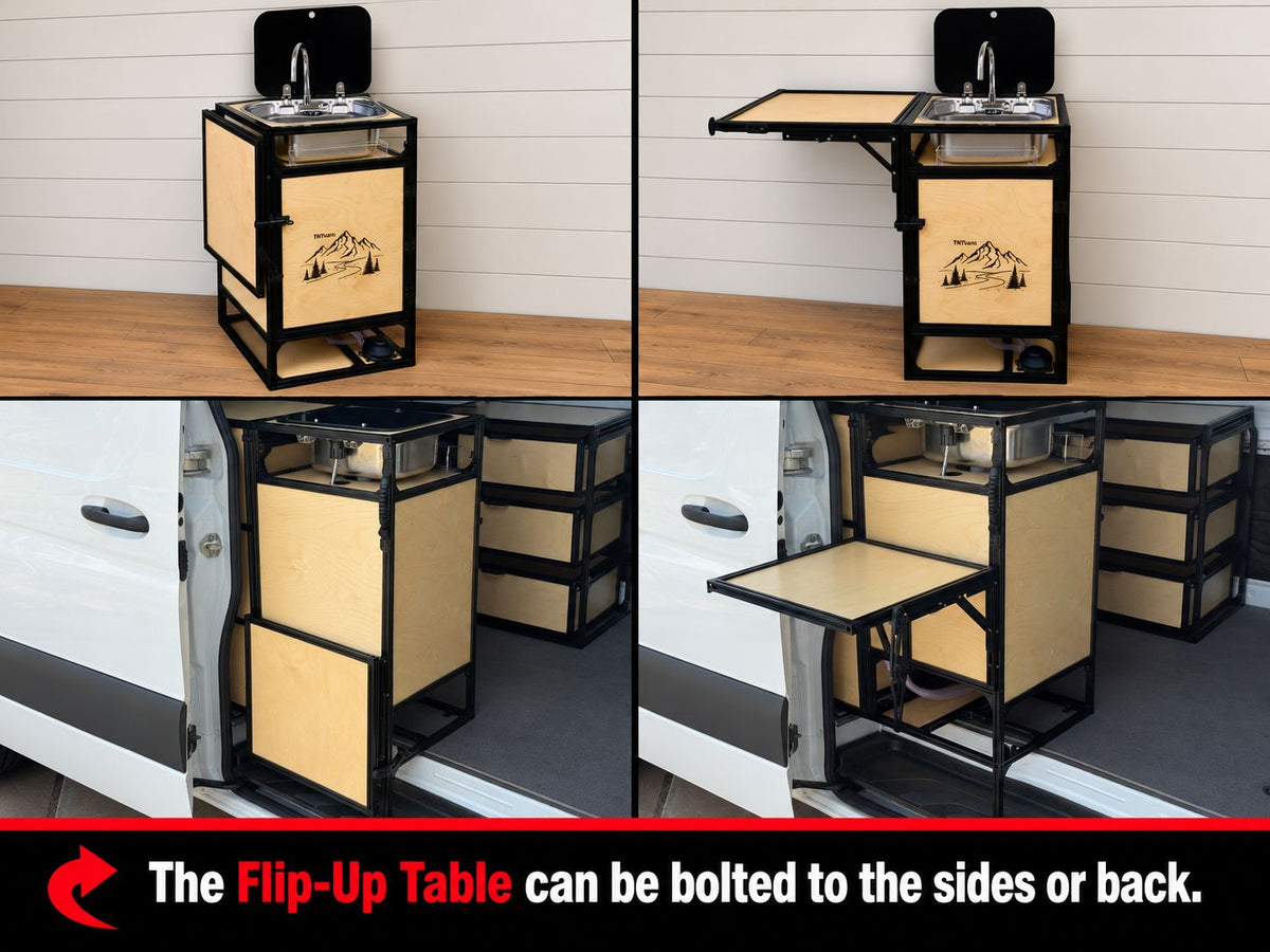 campervan sink modular diy kit with flip up table