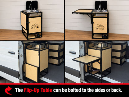 campervan sink modular diy kit with flip up table