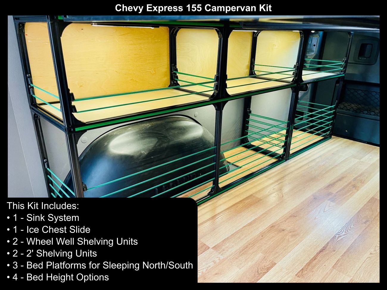 chevy express gmc savanah camper van bed kitchen diy kit