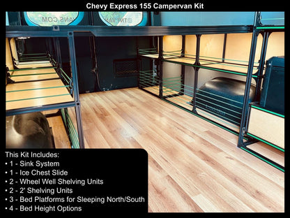 chevy express gmc savanah camper van bed kitchen diy kit
