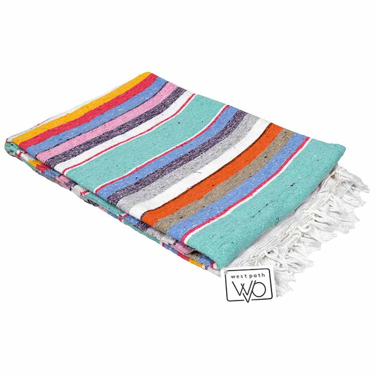 Cotton Serape Blanket - Mint Pastel