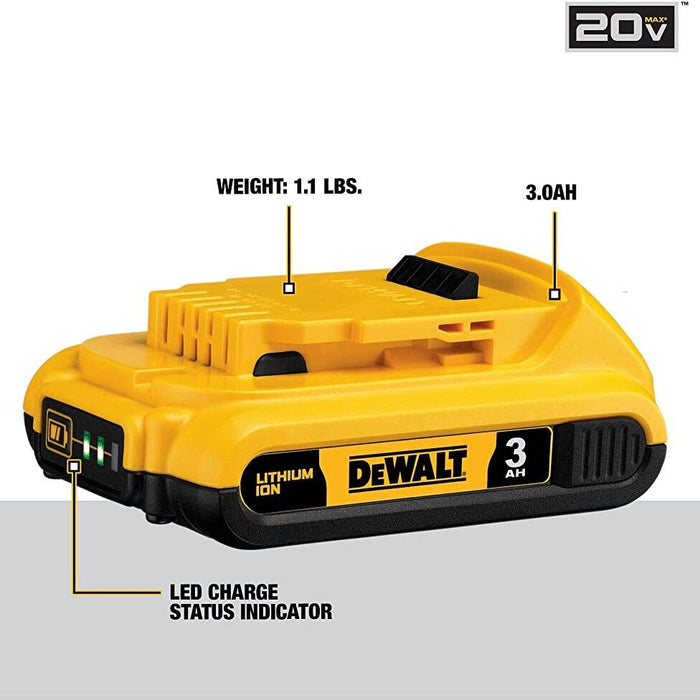 DEWALT DCB203C 20V MAX* Battery Compact 2.0Ah Pack with Charger