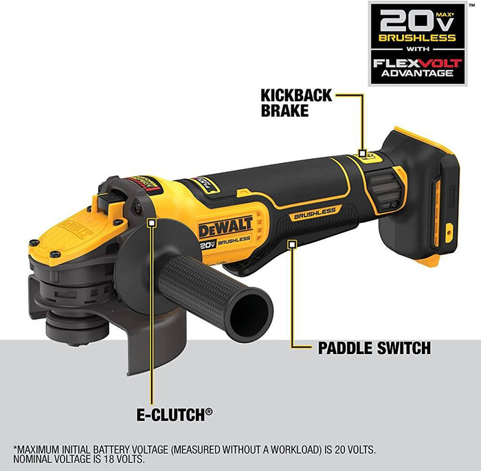 DEWALT DCG416B FLEXVOLT ADVANTAGE 20V MAX* Angle Grinder, Paddle Switch 4-1/2-Inch to 5-Inch (Tool Only)