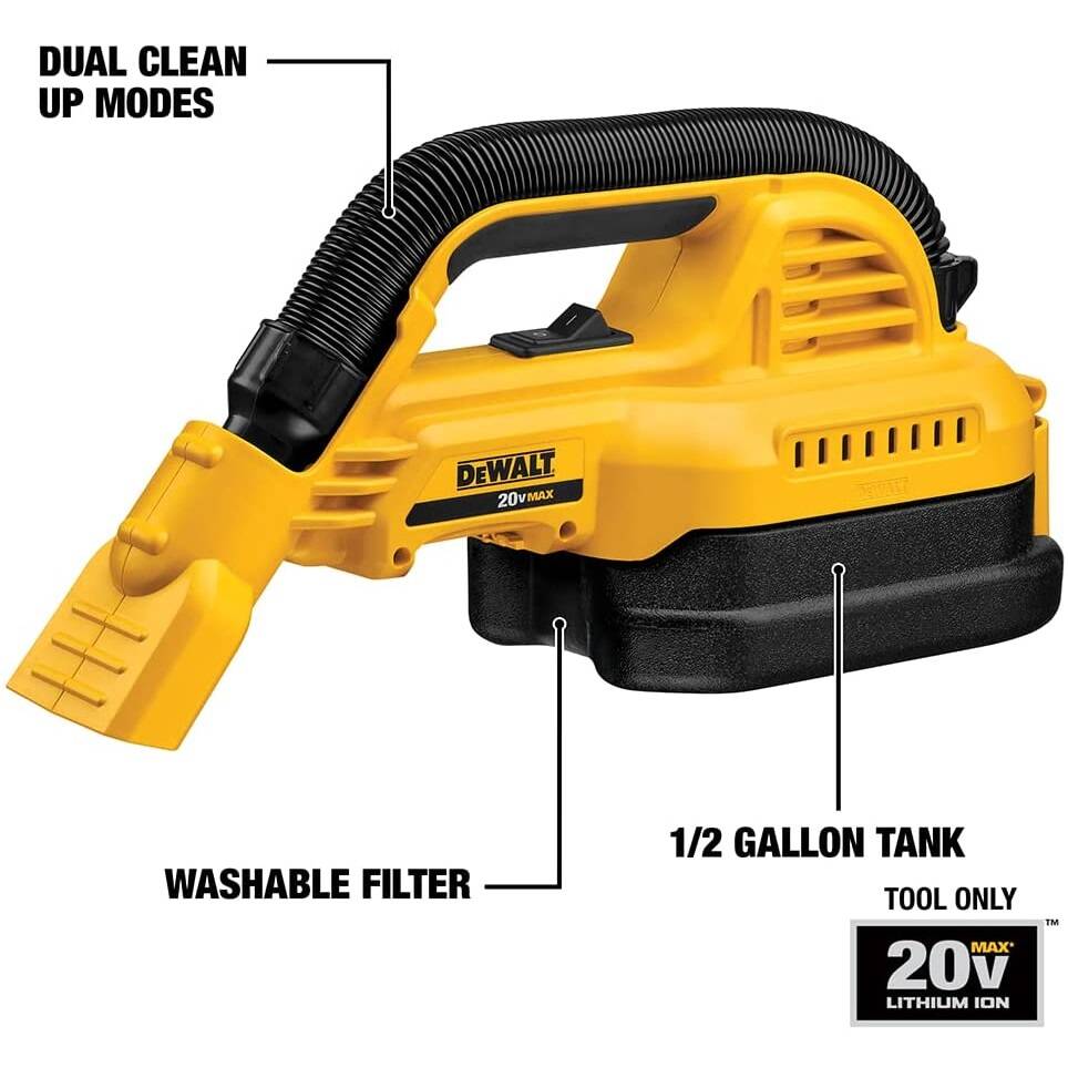 DEWALT DCV517B 20V MAX* Cordless Vacuum, Wet/Dry, Portable, 0.5 Gallon (Tool Only)