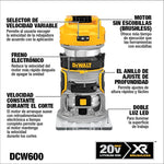 DEWALT DCW600B 20V MAX* XR Cordless Router Brushless (Tool Only)