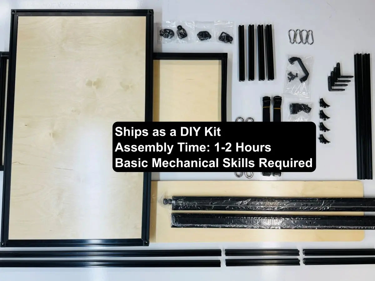 parts layout for a drawer kit for a SUV vehicle cargo trunk space