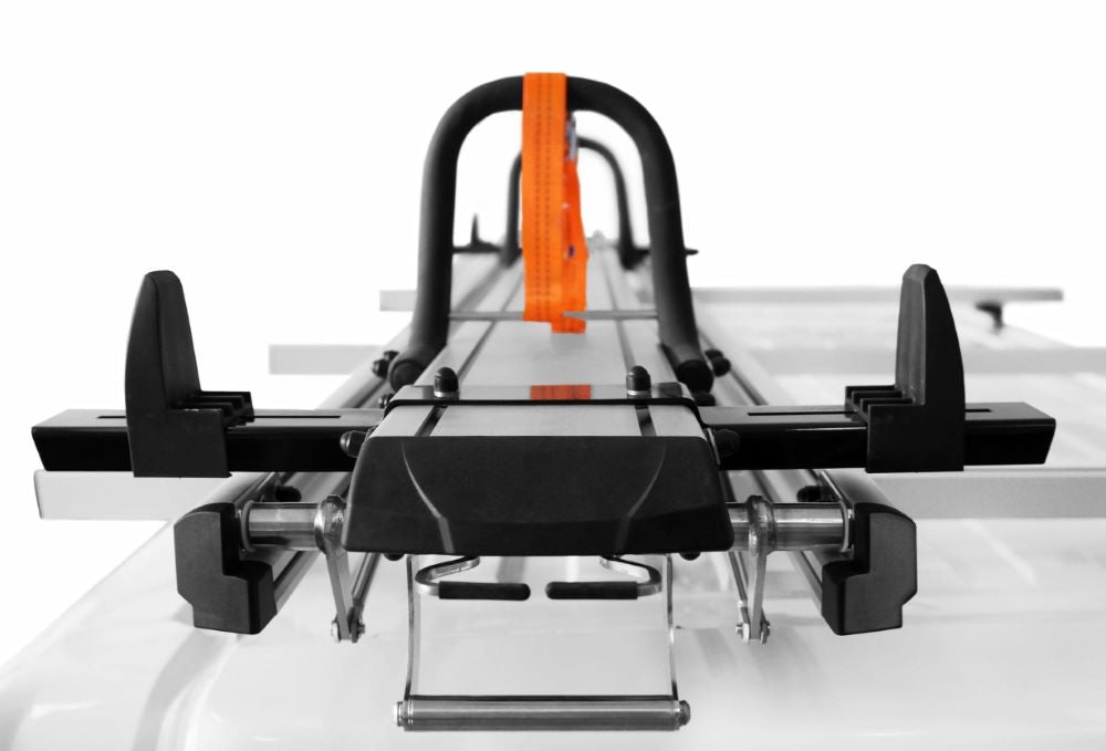 commercial work van with drop down ladder rack