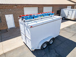 enclosed cargo trailer drop down ladder rack, top closed position