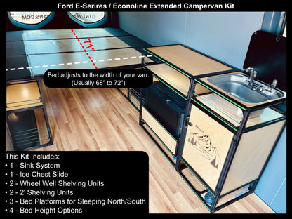 ford econoline camper van conversion bed kitchen kit