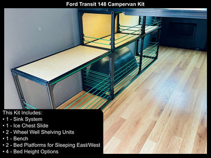 Ford Transit 148 camper van bed kitchen diy right
