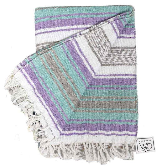 Seafoam Green & Pastel Purple Mexican Falsa Blanket