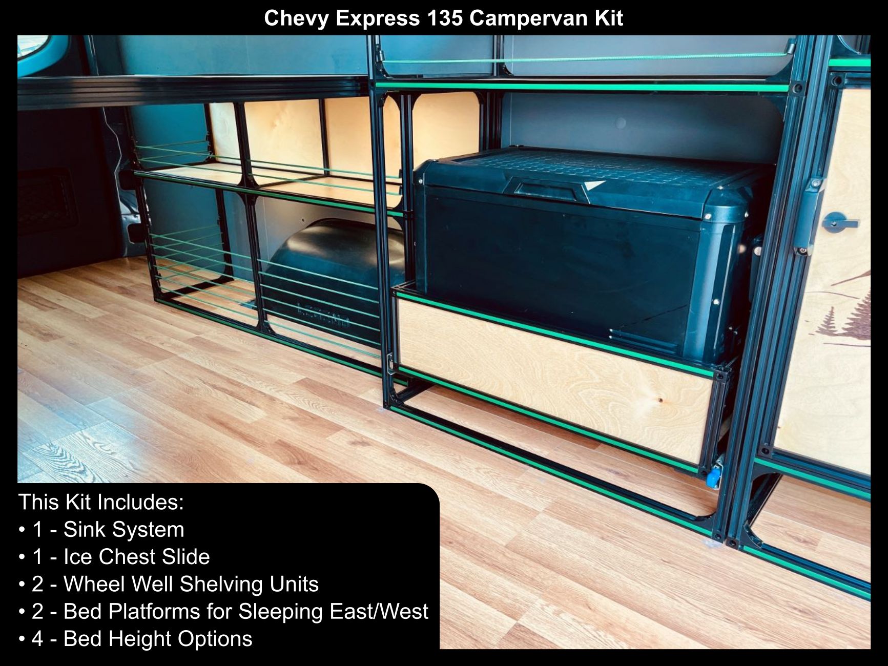 chevy express 135 gmc savanah camper van bed kitchen diy kit