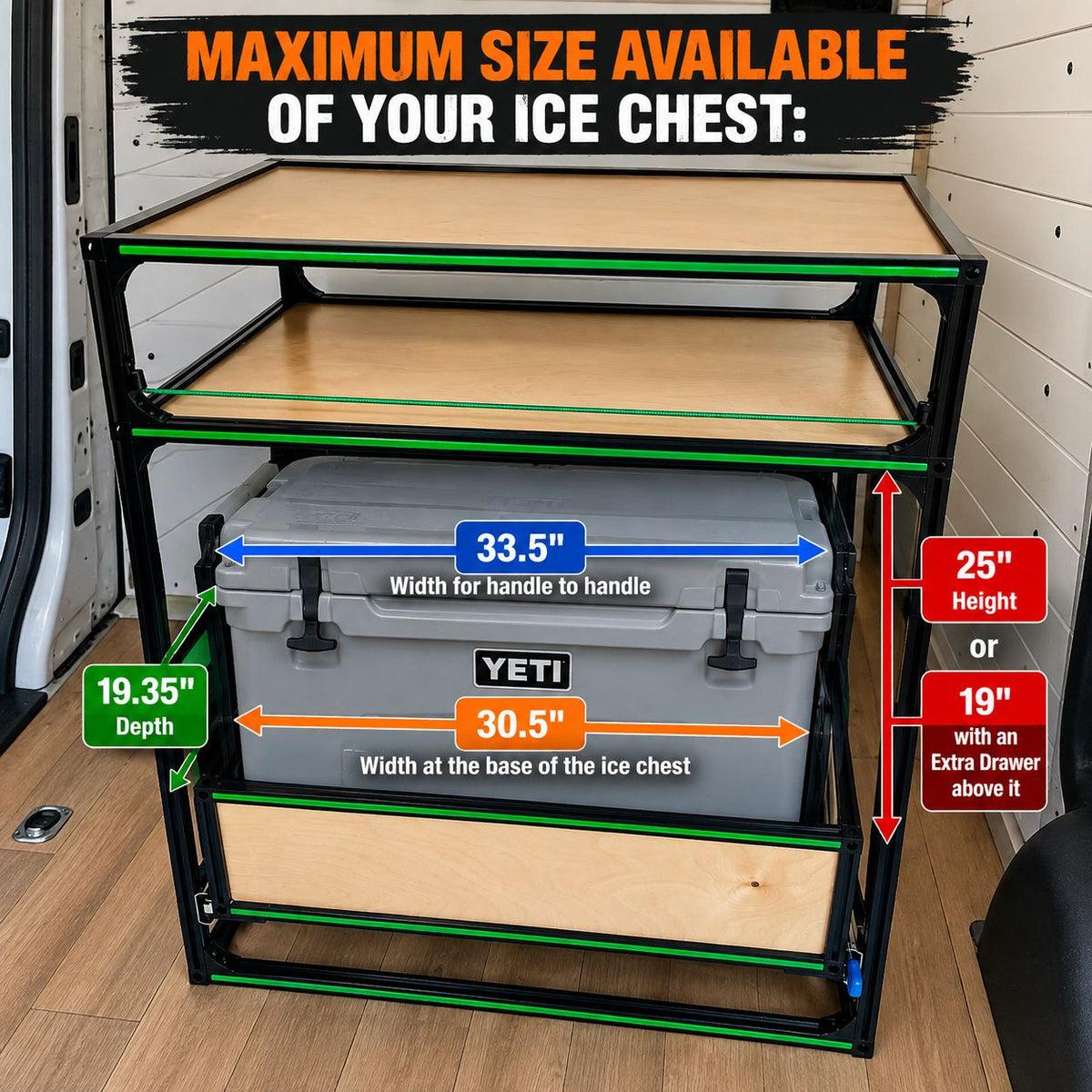 ice chest slide inside a campervan