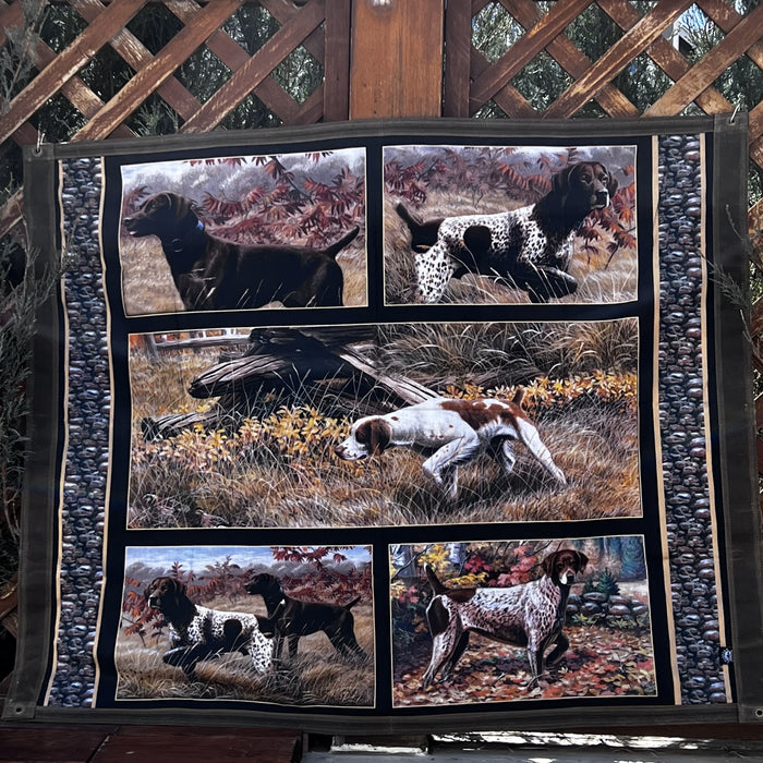 Large Waxed Canvas and Bird Dog Print Cotton Lined Bushcraft Ground Cloth