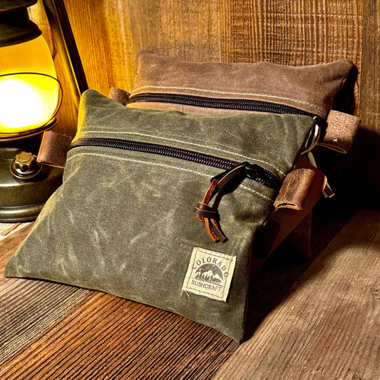 Handmade Medium Waxed Canvas Traditional EDC Pouch Bushcraft Survival Camping Possibles Dopp Grooming (Various Colors)