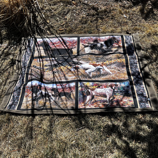 Handmade Large Canvas Picnic Blanket | Ground Cloth | Bird Dog Print | Made in the USA