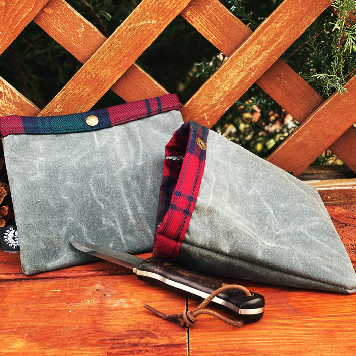 Set of Two Small Handmade Waxed Canvas and Wool Ditty Bags for Bushcraft Camping Outdoors (Various Colors)