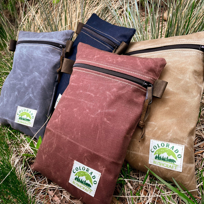 Handmade Large Waxed Canvas Traditional EDC Pouch Bushcraft Survival Camping Possibles Dopp Grooming (Various Colors)