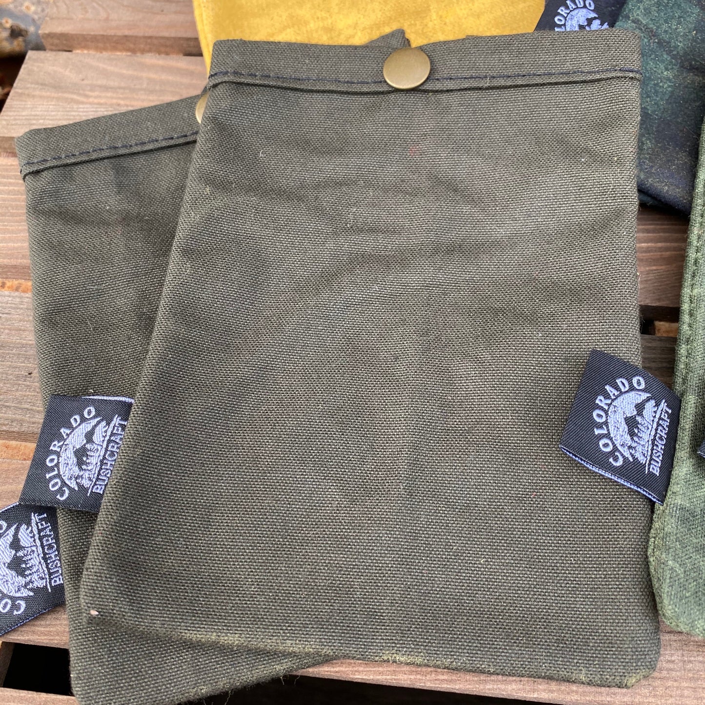 Set of Two Small Handmade Waxed Canvas Ditty Bags for Bushcraft Camping Outdoors (Various Colors)