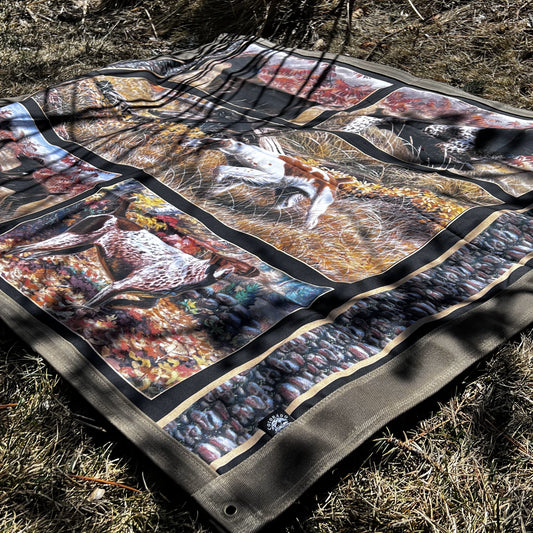 Handmade Large Canvas Picnic Blanket | Ground Cloth | Bird Dog Print | Made in the USA