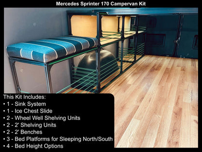 mercedes sprinter van 170 camper bed kitchen kit, right