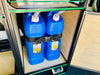 mercedes van camper kitchen, blue water tanks