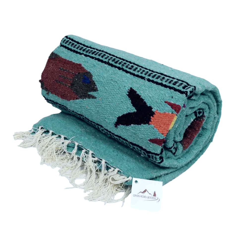 Mint Green Fish Baja Yoga Blanket