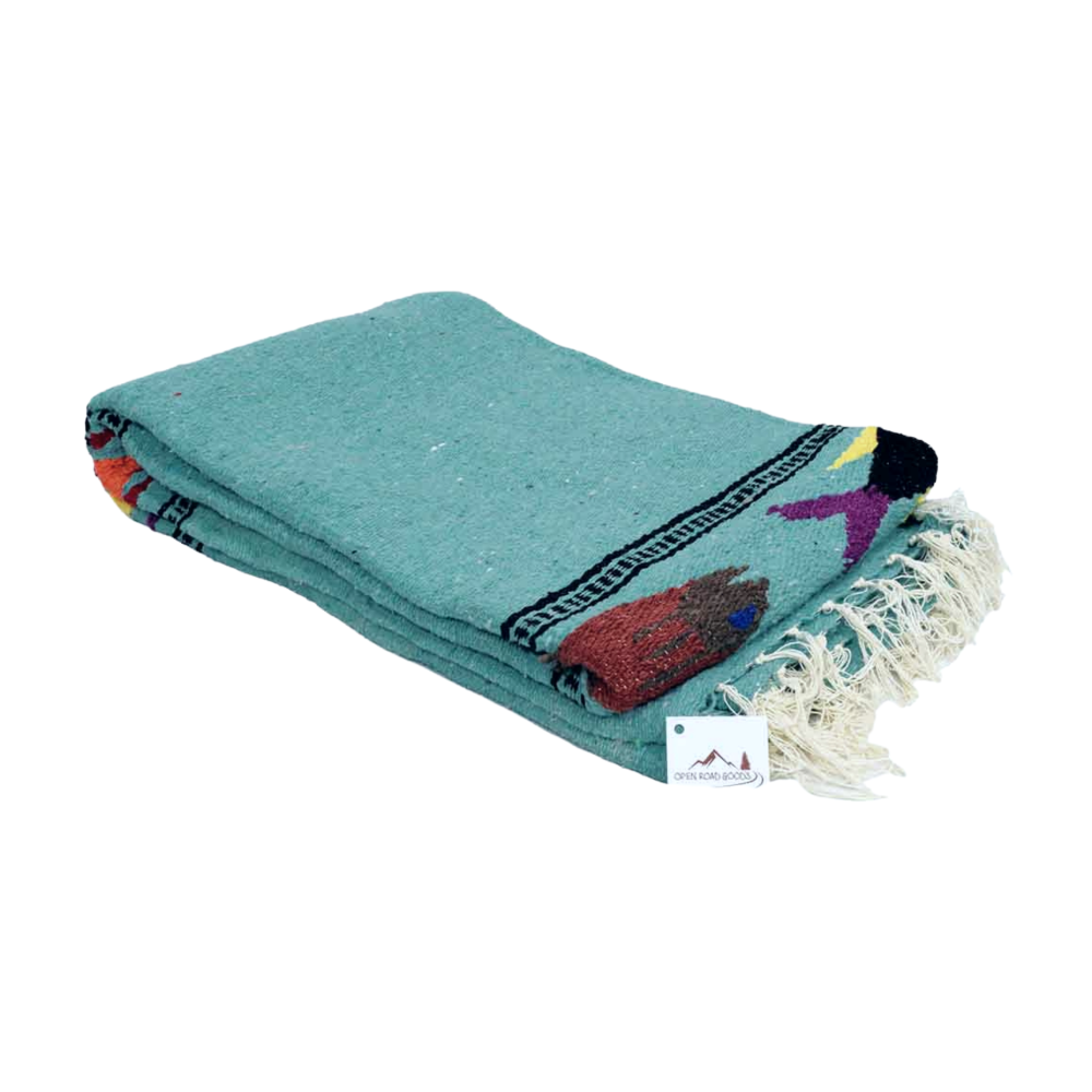 Mint Green Fish Baja Yoga Blanket