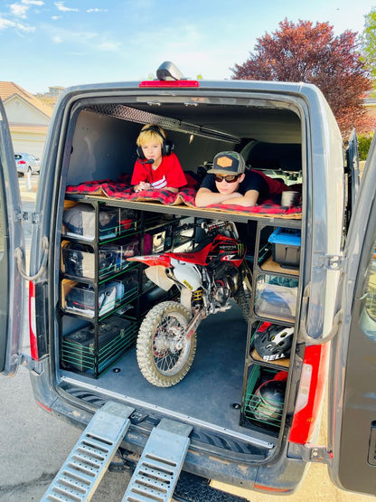 van bed kit with room for dirt bike underneath - moto van