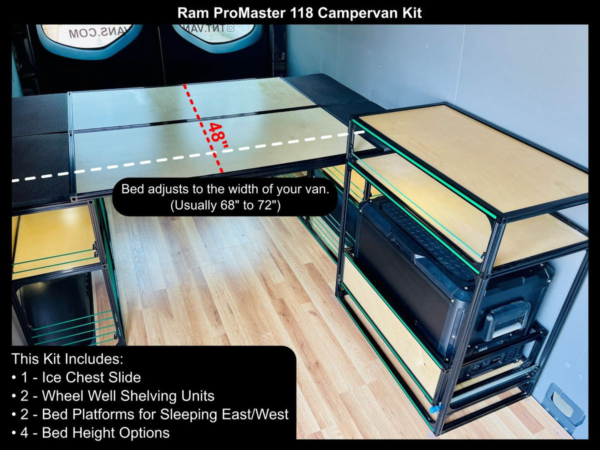 Ram Promaster Conversion Kit Ram ProMaster 118 Camper Van Conversion Kit | Bed Kit | DIY – TNTvans