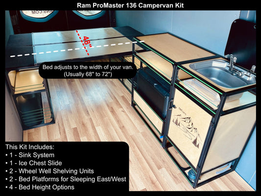 ram promaster 136 camper bed kitchen diy kit