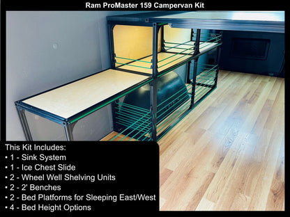 ram promaster 159 camper van conversion bed kitchen diy kit, right