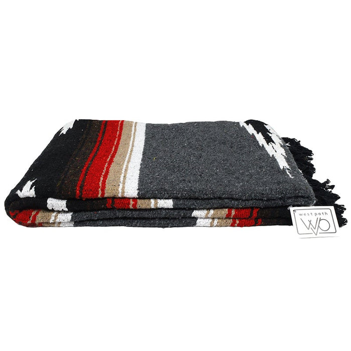 Charcoal Retro Diamond Mexican Blanket