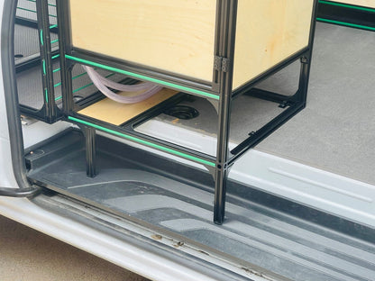 back panel for sink system in sliding passenger door of sprinter van 144