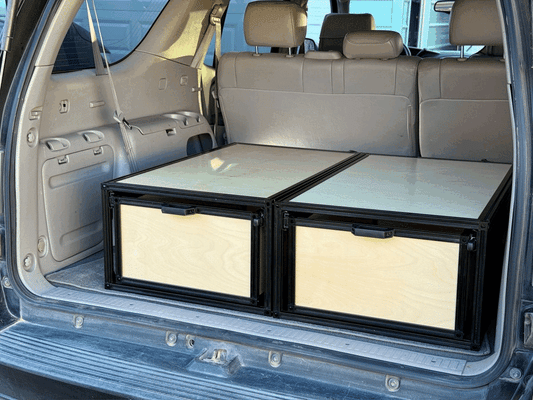 animated clip showing suv drawers stacked in various ways