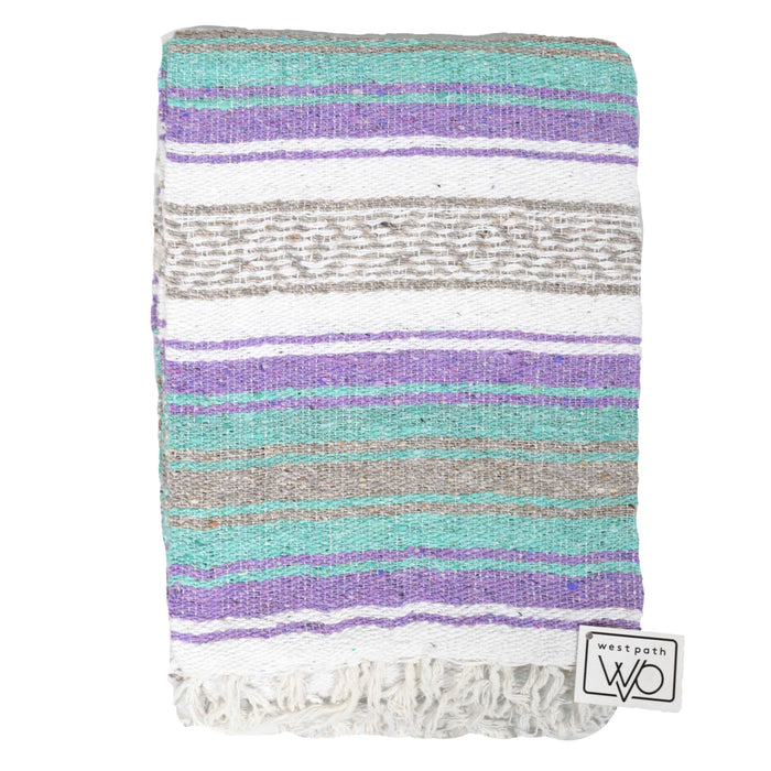 Seafoam Green & Pastel Purple Mexican Falsa Blanket