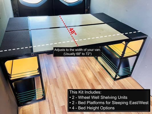 Van Bed 48" & Shelving | Camper Van Conversion DIY Kit