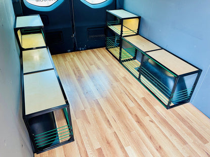Van Wheel Well Bench & Shelving Set For Extended Vans - Camper Van Conversion DIY Kit